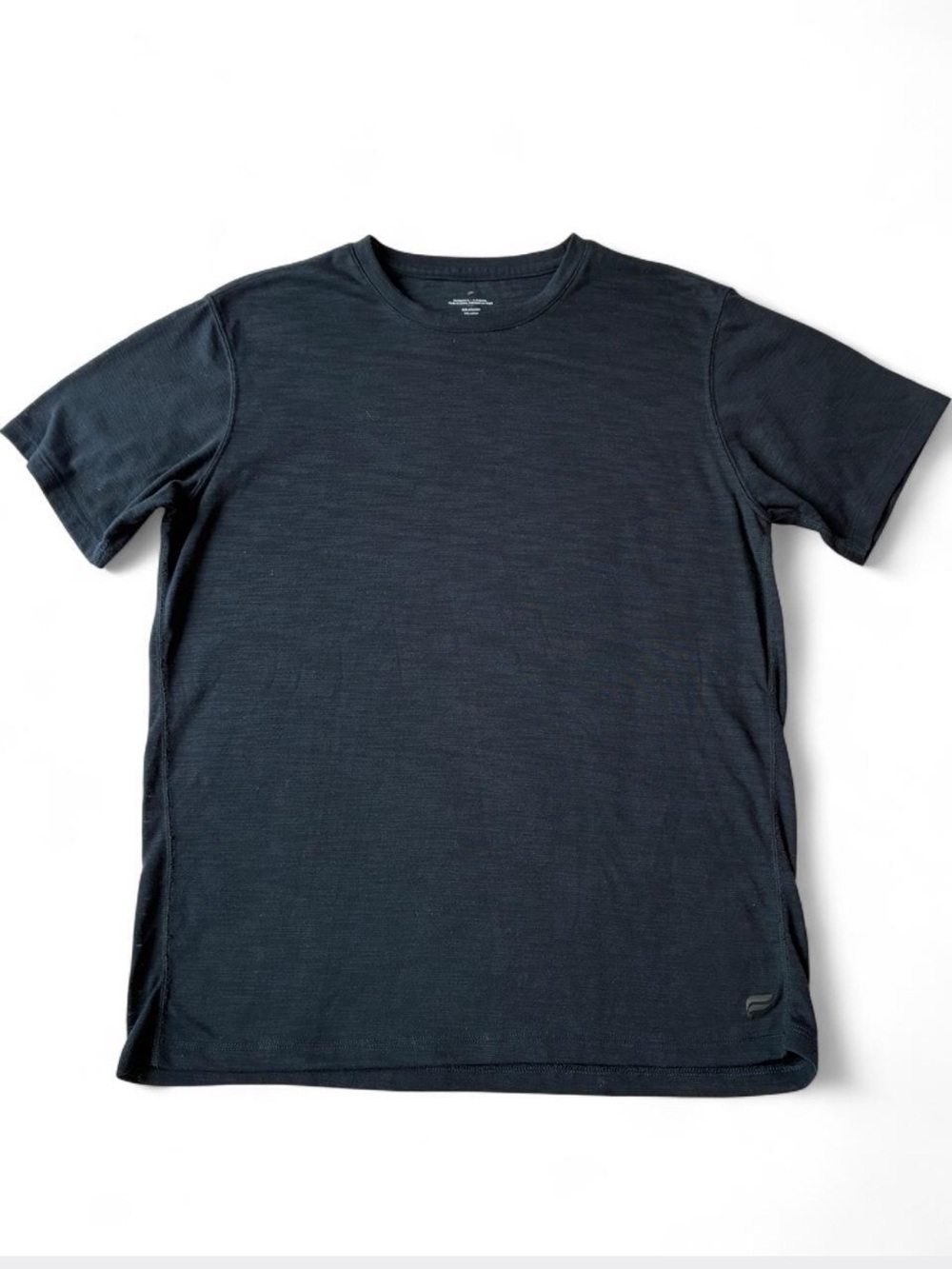 Fabletics Linen Textured Tee in Black Relaxed Fit Large